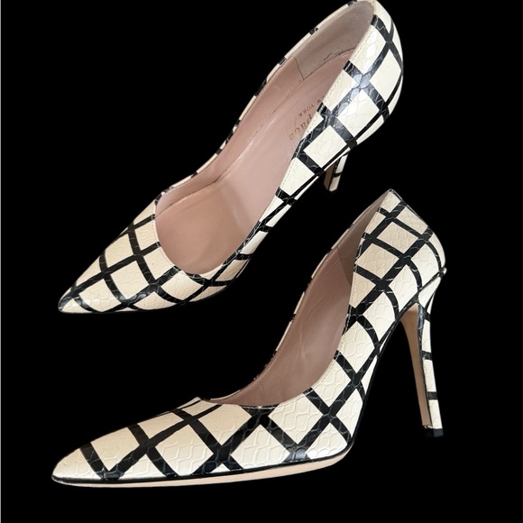 kate spade Shoes - Kate Spade Larisa Pumps Heels Pointed-Toe Women's Cream/ Black Grid Snake print